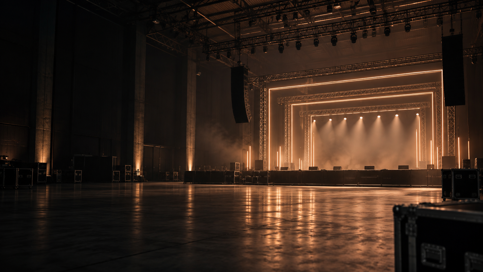 Empty hall concept before the live lighting reveal